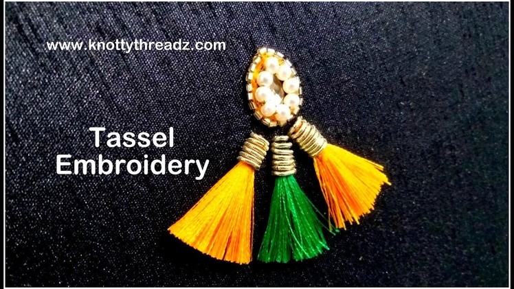 Latest Tassel Embroidery Using Pearls and Zardosi | Aari Work Tutorial | www.knottythreadz.com