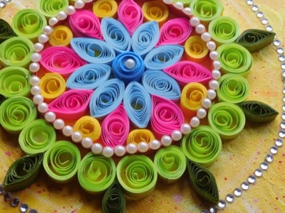 Simple Paper Quilling Mandala on Canvas ~Easy to make. Do it Yourself.