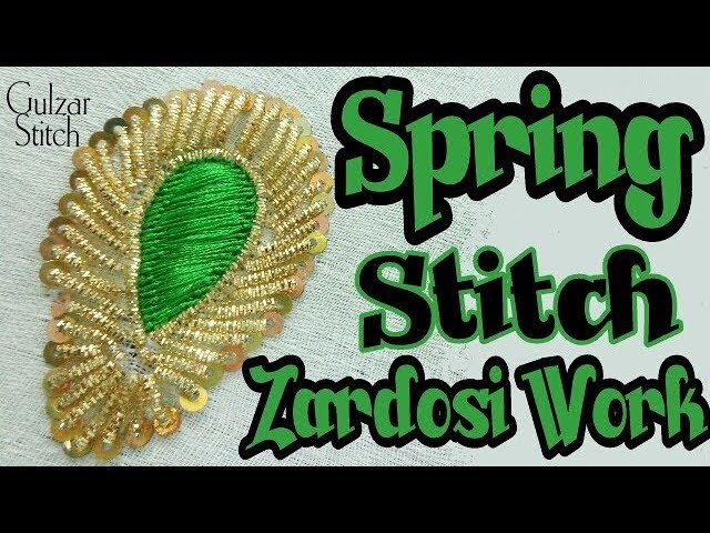 Spring Stitch leaf Design || Zardosi Work || Hand Embroidery || Aari Work ????????????