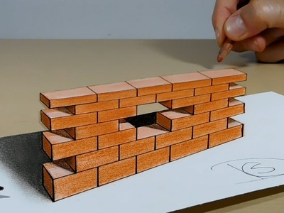 Try to do 3D Trick Art on Paper, The wall, Long Version
