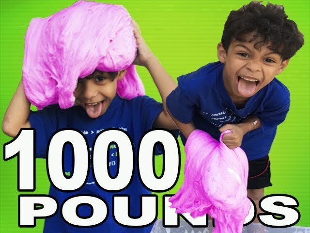 1000 POUNDS OF FLUFFY SLIME! DIY 6 YEAR OLD & 1 YEAR OLD MAKE EASY FLUFFY SLIME
