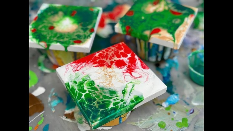 Acrylic Pour Painting: MORE Great Holiday Gift Ideas Tiny Arteza Canvases Christmas Colors