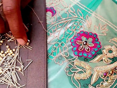 Beautiful Hand Embroidery Dresses | Zardozi work embroidery ideas | Embroidery flower step 1-2 HD