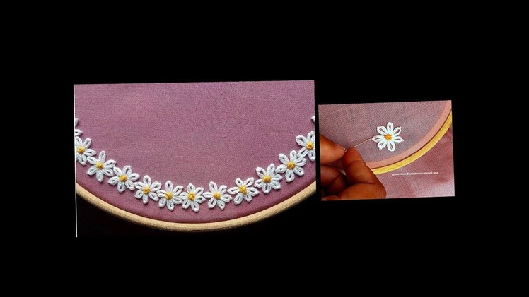 Boat Neck | Hand embroidery stitch on churidar. Kurti - DIY - decorative stitches