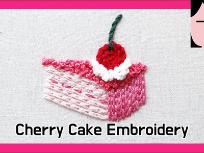 Cherry cake hand embroidery split stitch  케이크 프랑스자수