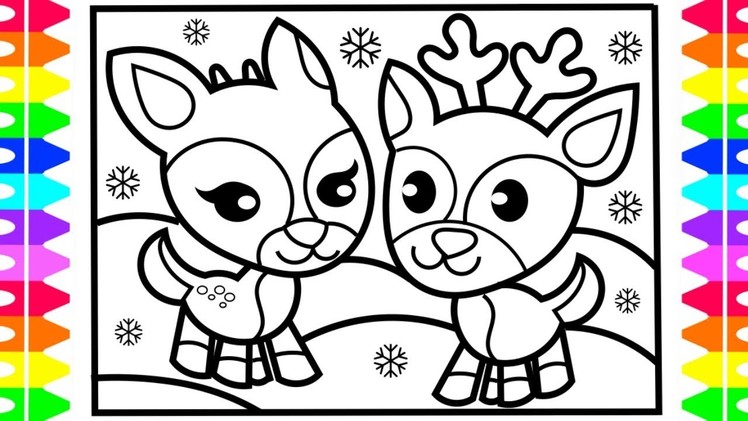 CHRISTMAS COLORING! How to Draw Cute REINDEER |Step by Step| Reindeer Drawing and Coloring  for KIDS