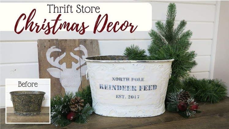 Christmas Thrift Store Decor | Farmhouse Vintage Inspired Tin