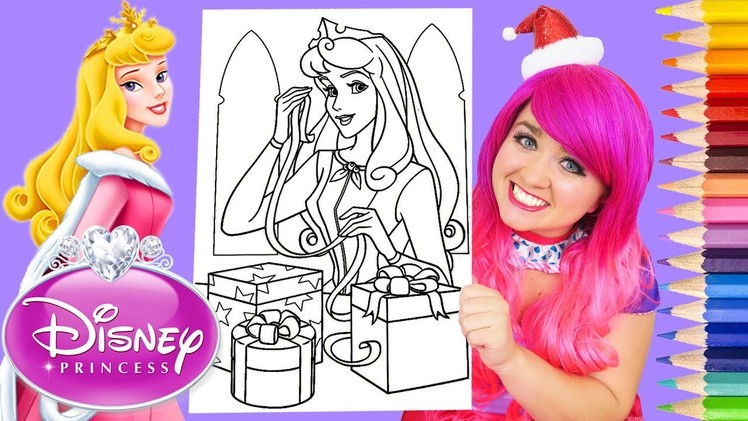 Coloring Aurora Sleeping Beauty Christmas Coloring Page Prismacolor Colored Pencil | KiMMi THE CLOWN