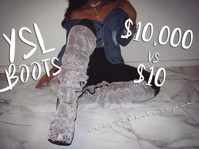 DIY- $10 Crystal Boots YSL Rihanna Inspired