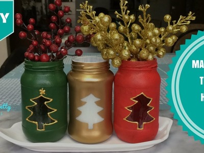 DIY Mason Jar tea light holder. vase for Christmas
