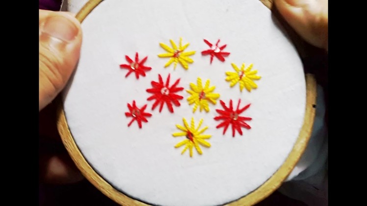 Eyelet stitch or Algerian Eye Stitch  Hand Embroidery