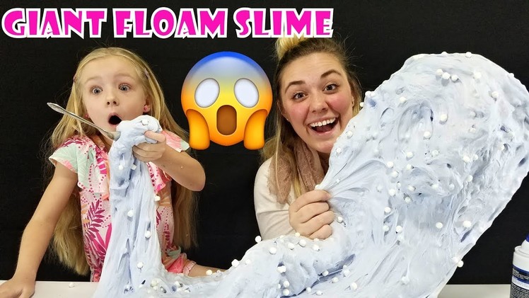 GIANT FLUFFY FLOAM SLIME! Making Slime With my Babysitter! UNICORN HOT CHOCOLATE??!