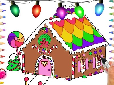 Gingerbread Dollhouse Coloring Page | Doll House Coloring Book | Christmas Coloring Pages Draw Color