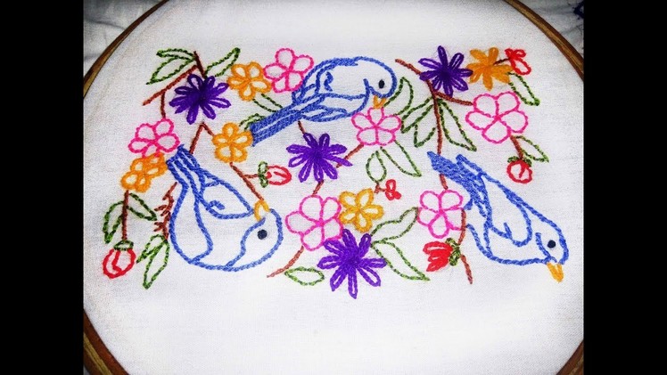 Hand Embroidery Back stitchDal stitch and lazy daisy stitch new design