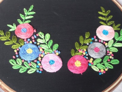 Hand Embroidery Designs | Rosette stitch with flower design