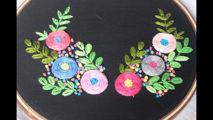 Hand Embroidery Designs | Rosette stitch with flower design