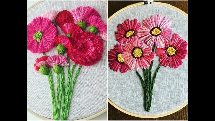 Hand embroidery flower stitch designs for hand work beautiful designs