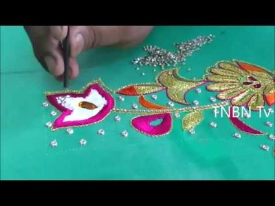 Hand embroidery flowers for beginners | simple maggam work blouse designs | hand embroidery designs