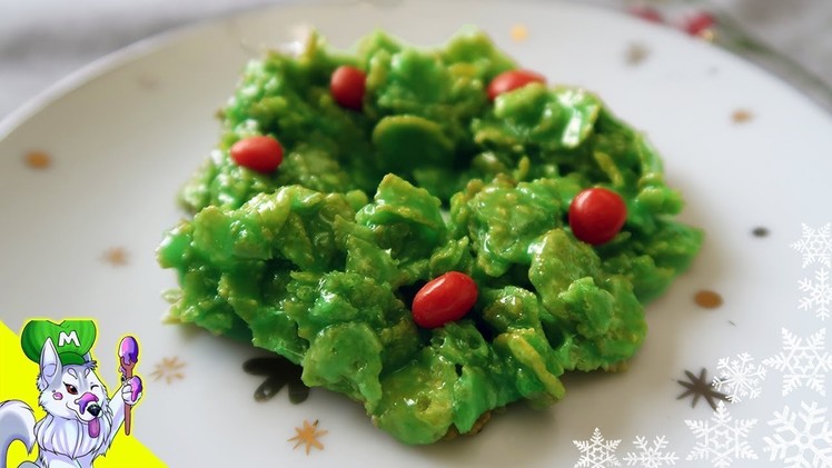 Holly Wreath Cookies | Christmas Cornflake Cookies | No Bake Treats