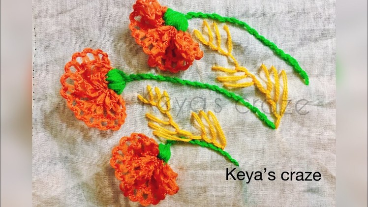 How to do hand embroidery with lace | Lace flower hand embroidery tutorial | Keya’s craze |166(2018)