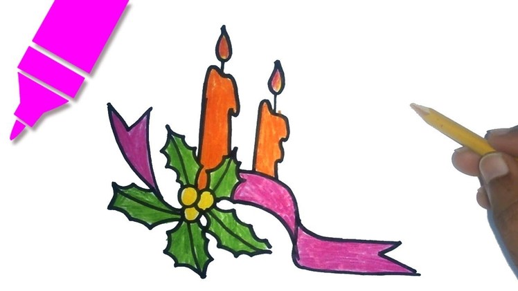 How to draw a Christmas Candle | Christmas Candle - drawing | Christmas Special Drawing