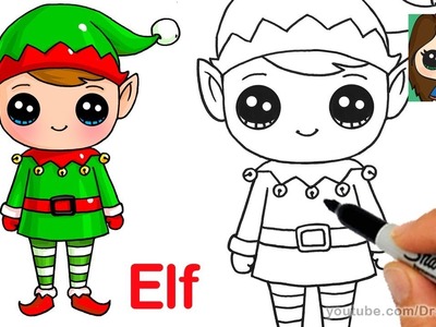 How to Draw a Christmas Elf Easy and Cute