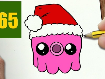 HOW TO DRAW A CHRISTMAS OCTOPUS CUTE, Easy step by step drawing lessons for kids