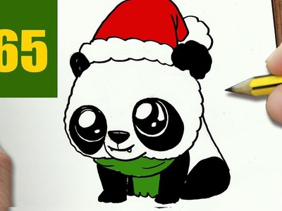 HOW TO DRAW A CHRISTMAS PANDA CUTE, Easy step by step drawing lessons for kids