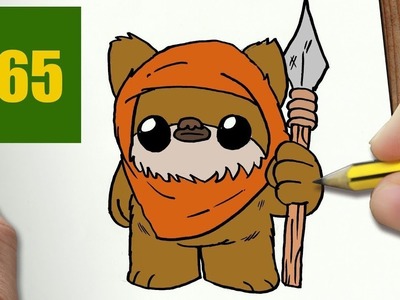 HOW TO DRAW A EWOK CUTE, Easy step by step drawing lessons for kids