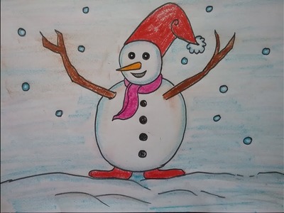How to draw a snowman easily for kids. Christmas Snowman Drawing for Kids.