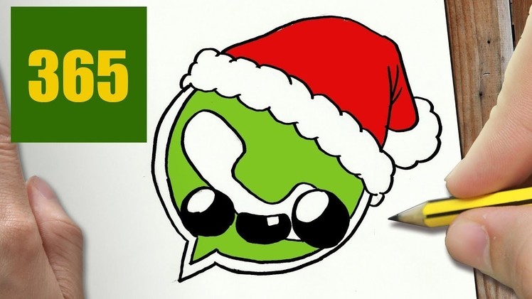 HOW TO DRAW A WHATSAPP CHRISTMAS CUTE, Easy step by step drawing lessons for kids