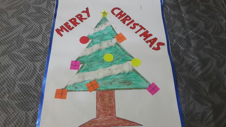 HOW TO DRAW AND DECORATE CHRISTMAS TREE -(SCHOOL PROJECT)
