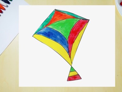 How to Draw Beautiful kite | Very Easy | Kite Drawing and Coloring