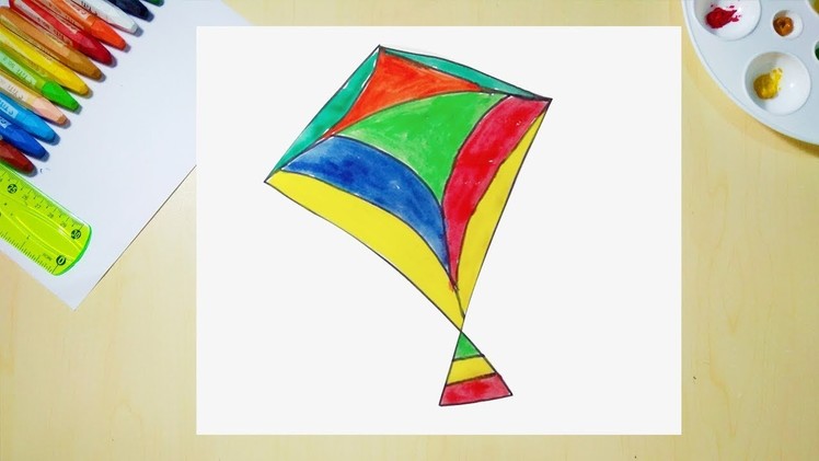 How to Draw Beautiful kite | Very Easy | Kite Drawing and Coloring