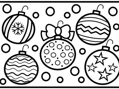 How to Draw Christmas Ornaments Step by Step for Kids| Christmas Decorations for Kids Coloring Page