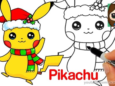 How to Draw Christmas Pikachu Easy | Pokemon