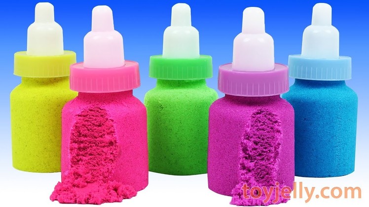 How to Make DIY Making Kinetic Sand Baby Milk Bottle Learn Colors Baby Songs Pokemon Surprise Eggs
