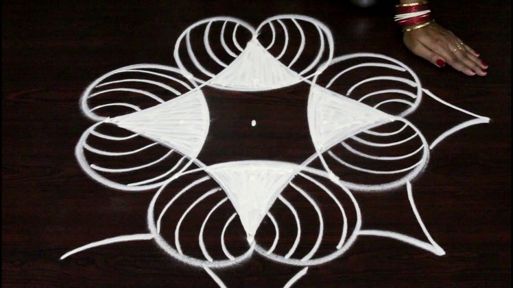 Kolam designs with 5dots | how to draw easy & simple DIY rangoli Arts step by step | muggulu designs