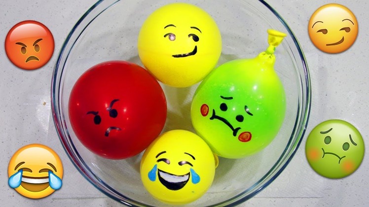 Making Fluffy Soap Slime with Funny Emoji Balloons!