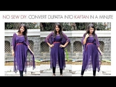 No Sew DIY: Convert Dupatta into a Kaftan. Poncho | Shirin Talwar