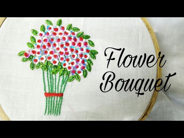 Sequins.Tinsel & French Knot Bouquet (Hand Embroidery Work)