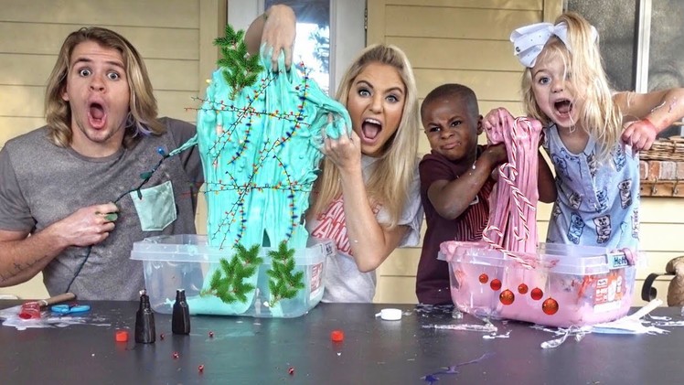 ULTIMATE CHRISTMAS SLIME CONTEST! 4 YEAR OLDS VS ADULTS!!!