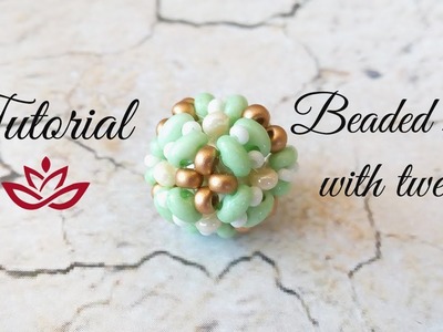 Beaded ball with twin (superduo) and seed beads
