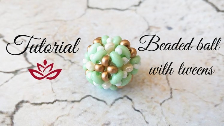 Beaded ball with twin (superduo) and seed beads