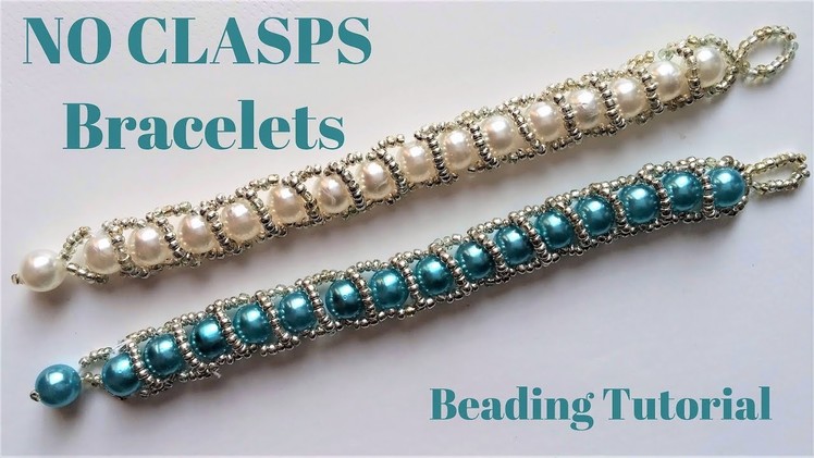 Beading tutorial. Beaded bracelet without clasps. Very easy pattern -Handmade jewelry.