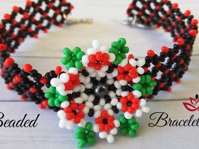 Bracelet with 3D beaded flower - tutorial (part 2)