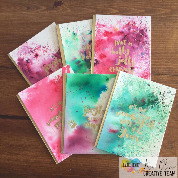 Christmas Cards set with Color Bursts and Ellen Hutson