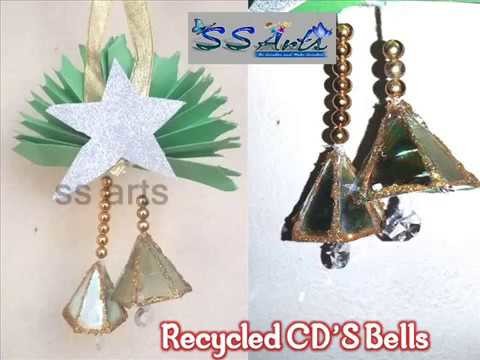 Christmas crafts from Recycled CD'S :Amazing DIY Christmas Bell Decoration craft ideas