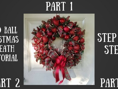 Christmas Wreath tutorial, wreath making, red ball wreath