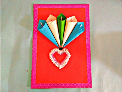 DIY -Wall Mate Using Color Paper & Cotton Buds-Easy Craft by mtk